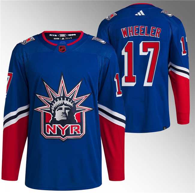 Mens New York Rangers #17 Blake Wheeler Blue Reverse Retro Stitched Jersey